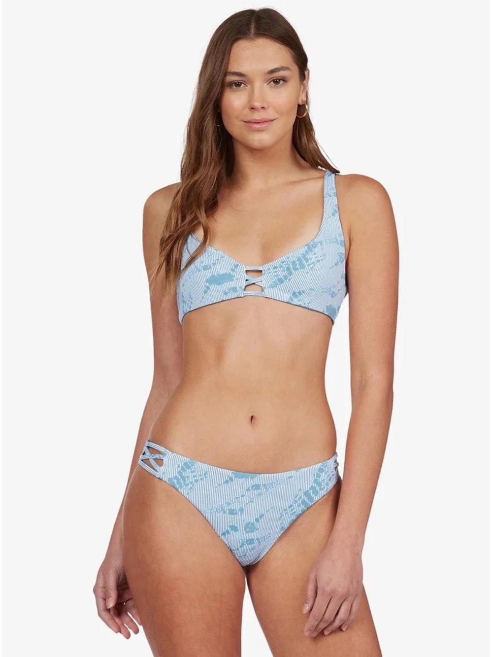 Roxy Sea & Waves Reversible Print Blue & White Stripe Bikini Bottom Size XL